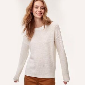 Aritzia Wilfred Isabelli 100% Wool Waffle Knit White/Cream Sweater Size XS